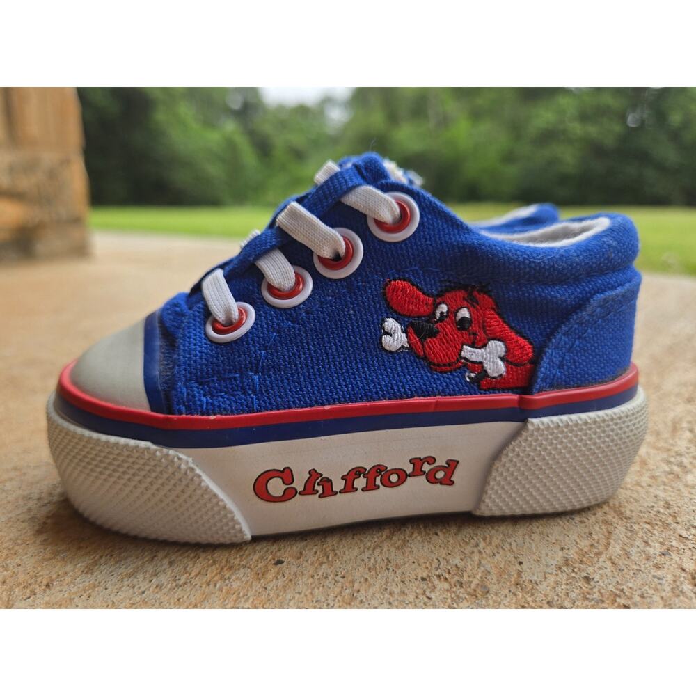 Vintage Clifford Canvas Sneakers Blue Red Cartoon Dog Zipper Size 3 Baby Toddler